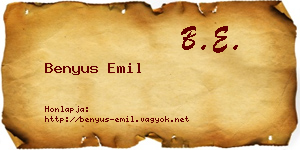 Benyus Emil névjegykártya